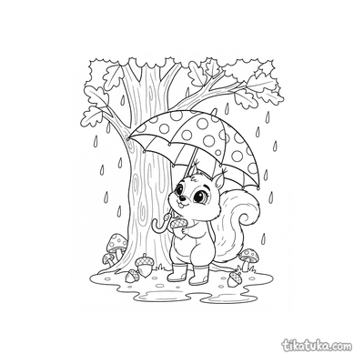 Squirrel Under an Umbrella
