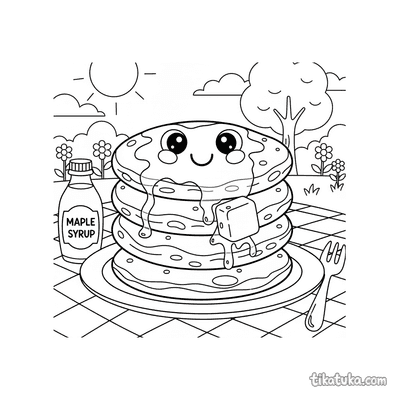 Stack of Pancakes with a Funny Face