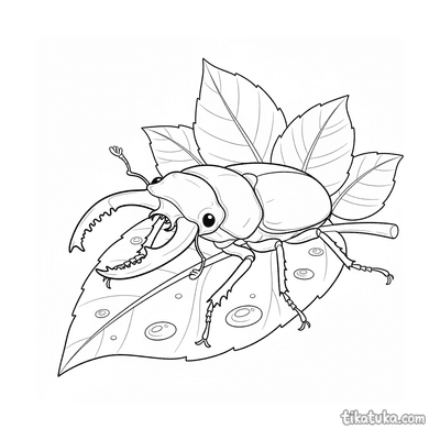 Stag Beetle Resting on Leaf