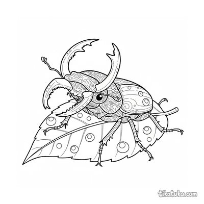 Stag Beetle on a Dewy Leaf