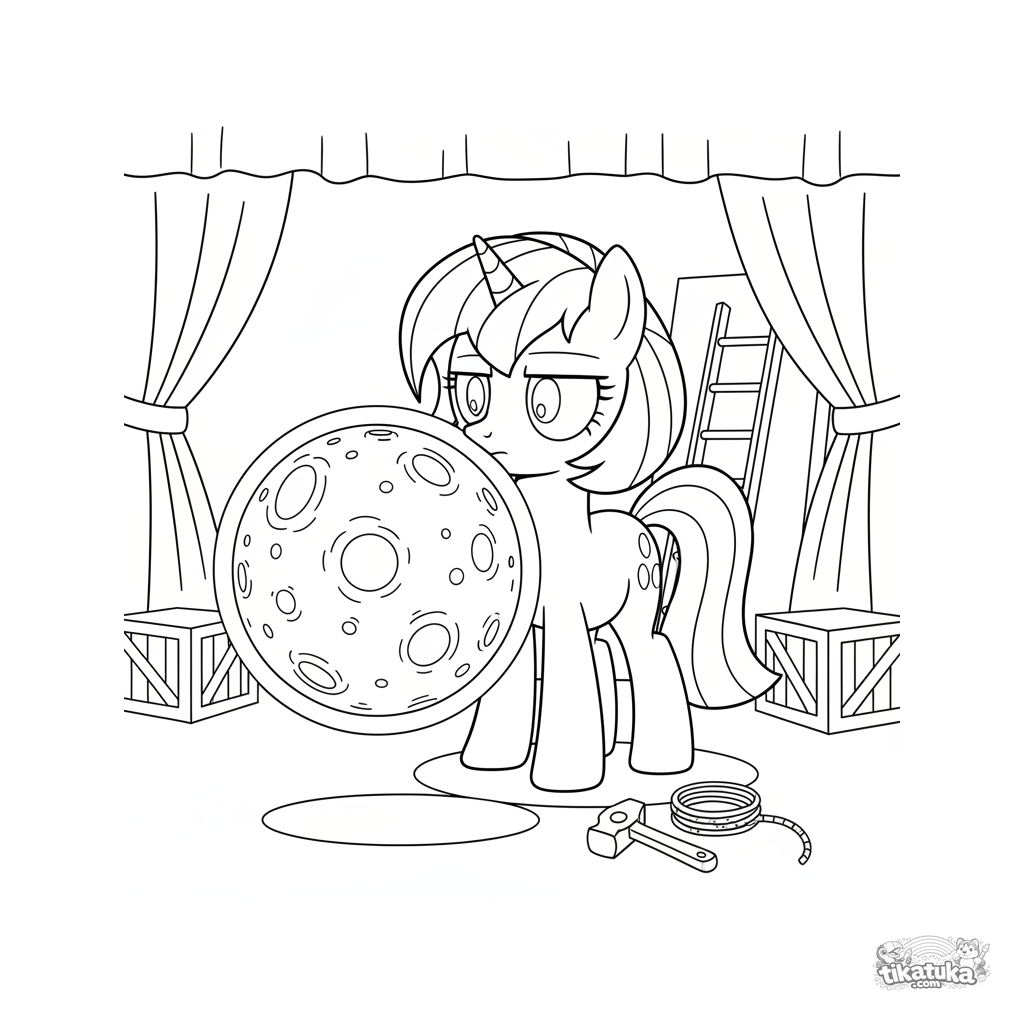 Stagehand Pony Moving a Prop with Magic