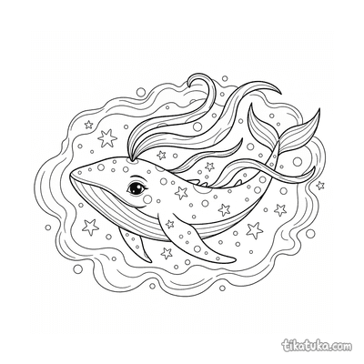 Star Whale Swimming Through Nebula