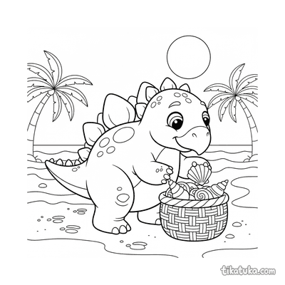 Stegosaurus Collecting Seashells