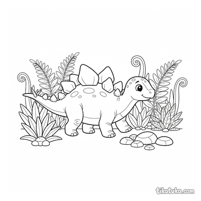 Stegosaurus in a Fern Grove