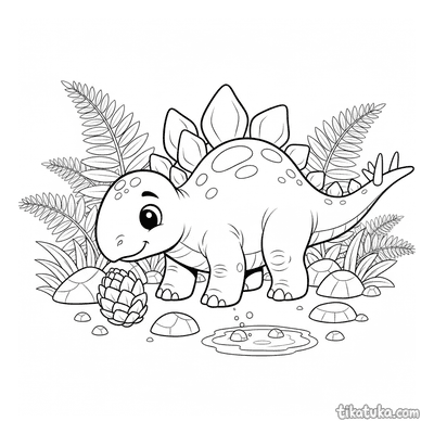 Stegosaurus in Fern Forest