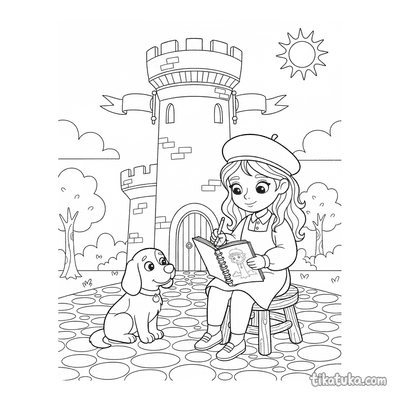 Artist in a Castle Courtyard