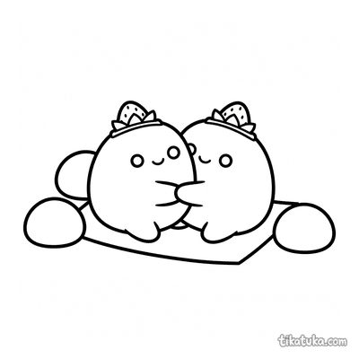 Strawberry Mochi Duo Hugging