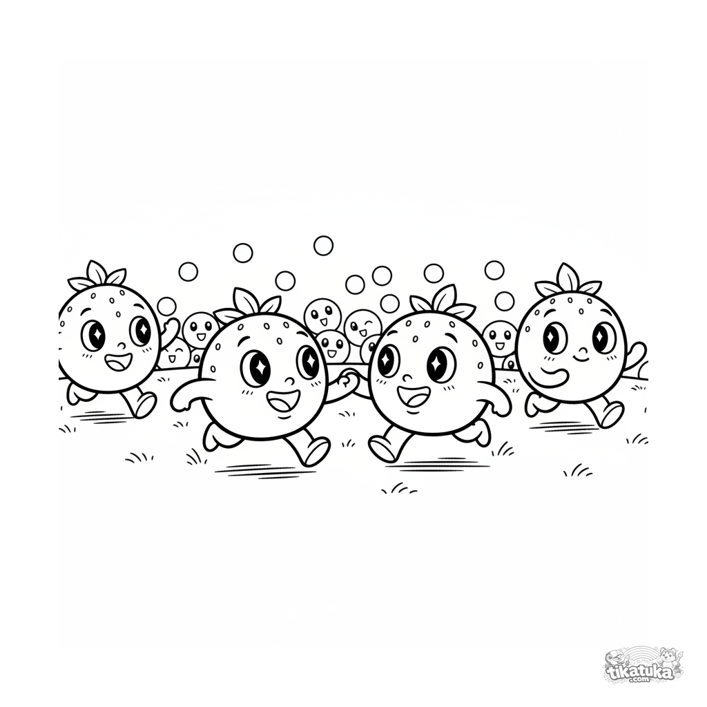 Strawberry Mochi Friends Playing Tag