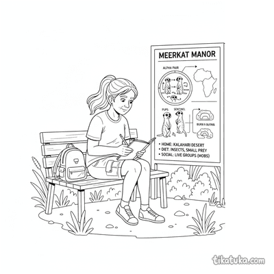 Student Sketching Meerkat Info Board