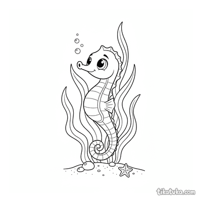 Seahorse Hitching on Seaweed