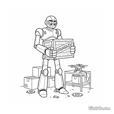 Mech Robot Lifting Crate