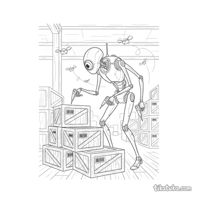 Tall Scanner Robot Inspecting Crates