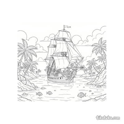 Tall Ship in Tropical Bay