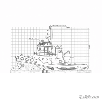 Tugboat Blueprint in Harbor