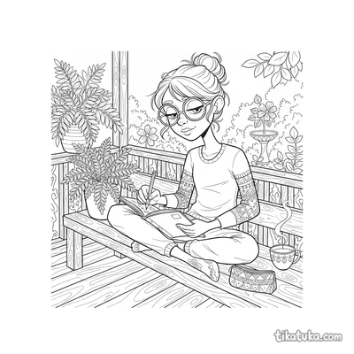 Teen Sketching the Veranda View