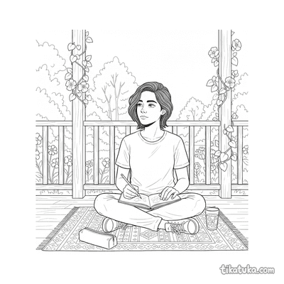 Teen Sketching the Veranda View