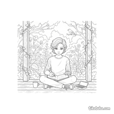 Teen Sketching the Veranda View