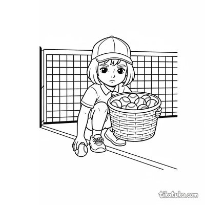 Ball Kid Crouching with Basket