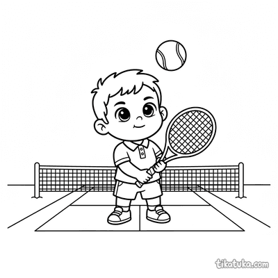 Toddler Serving a Tennis Ball