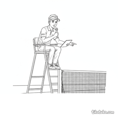 Tennis Umpire in Chair Making a Call