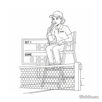 Tennis Umpire in Chair Making a Call
