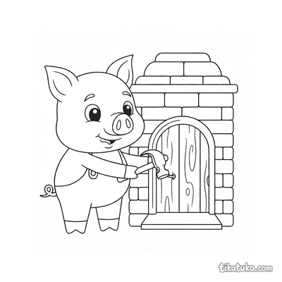 Third Little Pig Hammering a Nail