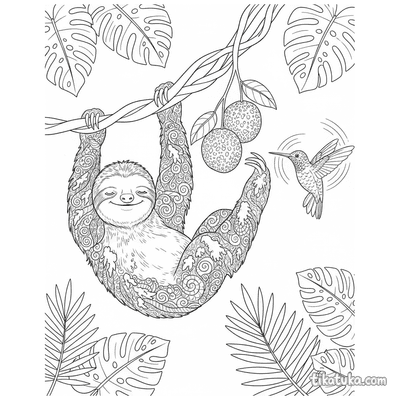 Three-Toed Sloth Hanging from Vine