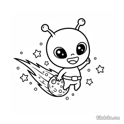 Alien Riding a Comet