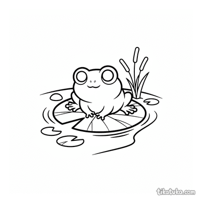 Tiny Frog Sunbathing on Lily Pad