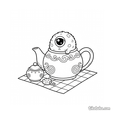 Tiny Monster Hiding in Teapot
