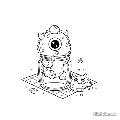 Tiny Spiky Monster Hiding in Jam Jar