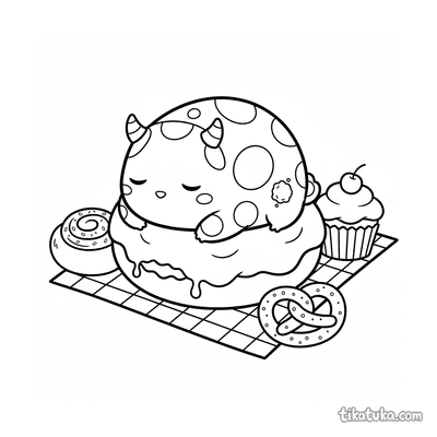 Tiny Monster Napping on Donut