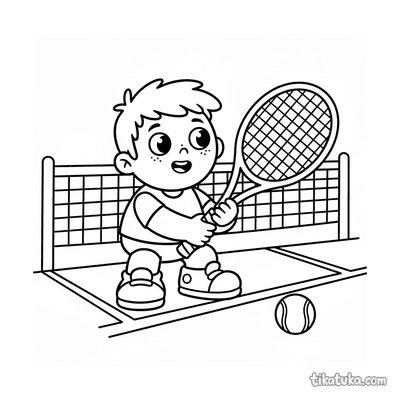 Toddler Holding Big Racket