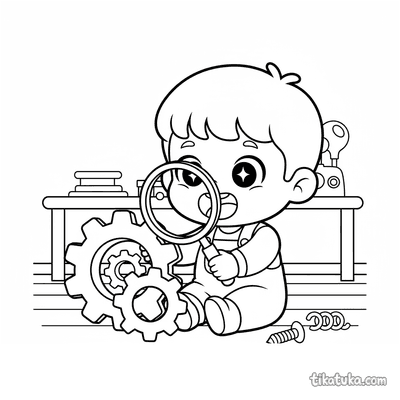 Toddler with Magnifying Glass