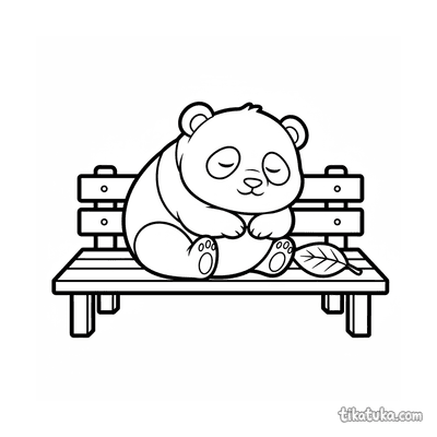 Napping Panda on Park Bench