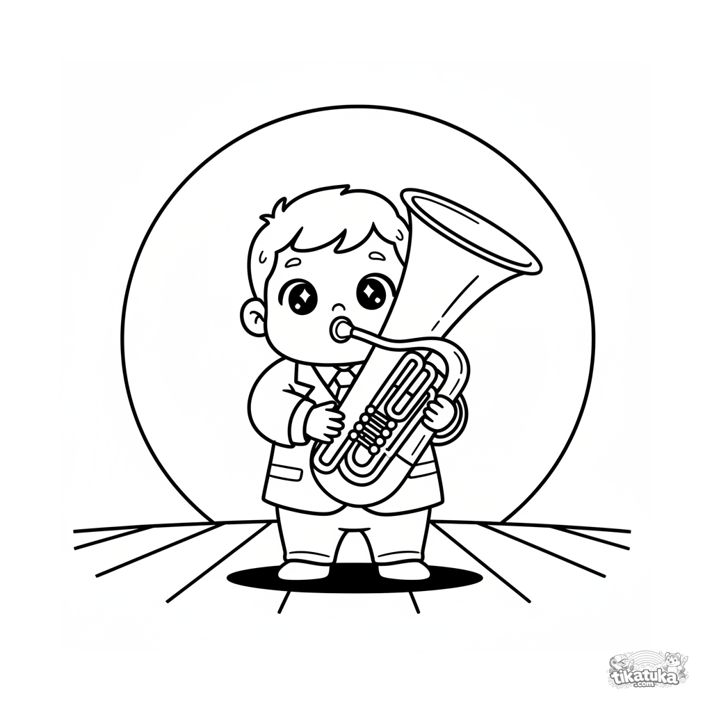 Toddler Tuba Player on Stage