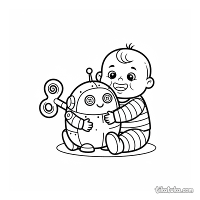 Toddler with Jumbo Wind-Up Key Toy