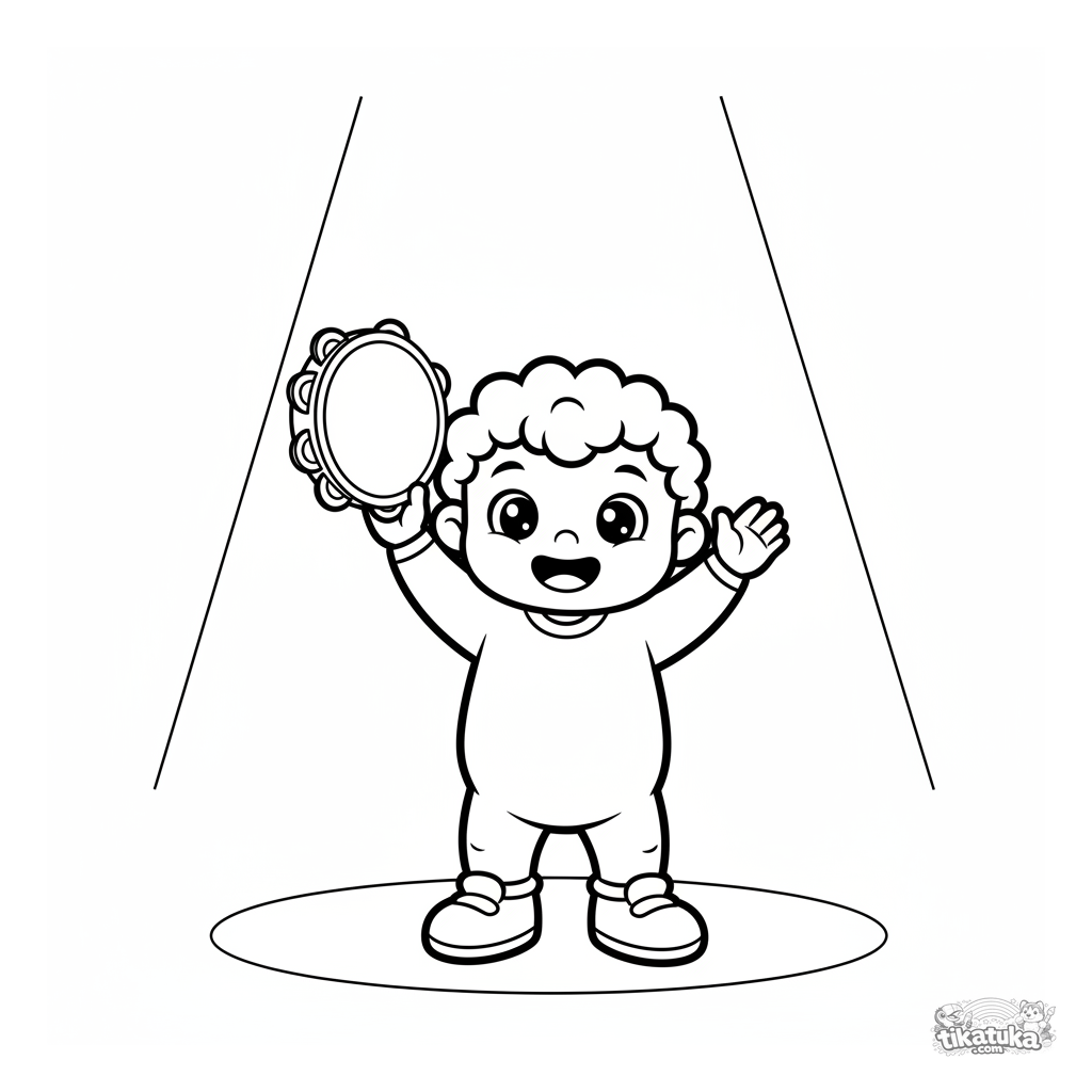 Toddler with Tambourine on Stage