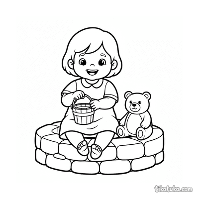 Toddler with Toy Bucket at the Well