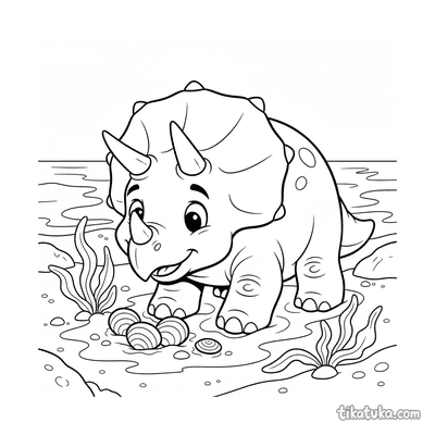 Triceratops Digging for Clams