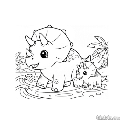 Triceratops Family Beach Walk