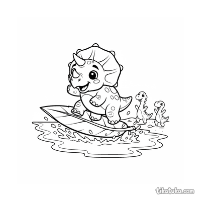 Triceratops Surfing on a Leaf