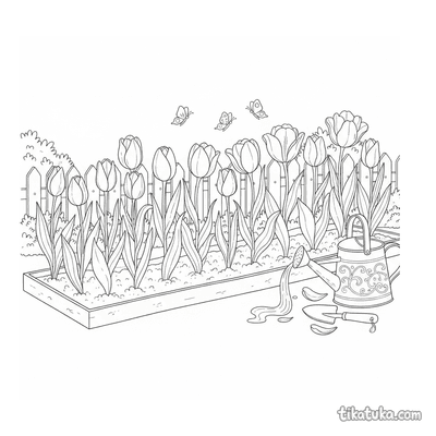 Tulip Garden Bed with Watering Can