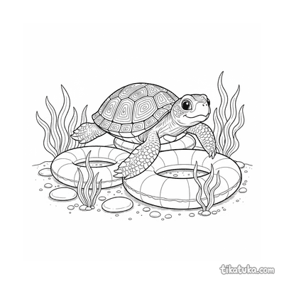 Turtle Swimming Through Sunken Rings