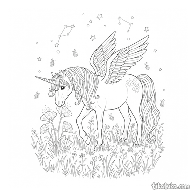 Unicorn in Moonlit Meadow