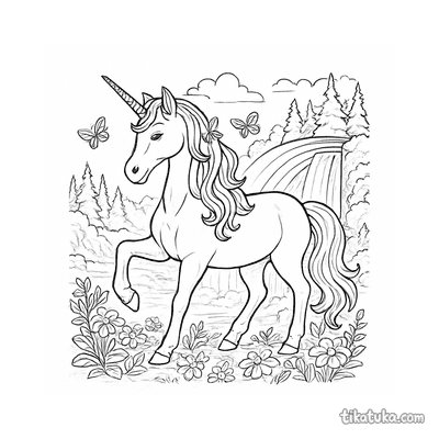 Unicorn at Rainbow Waterfall