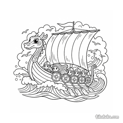 Viking Longship in a Stormy Sea