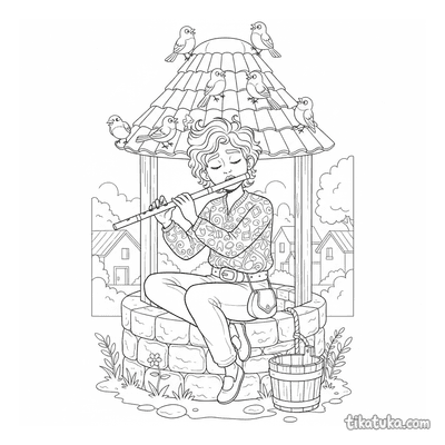 Village Musician by the Well