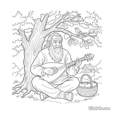 Gusli Player Under Tree