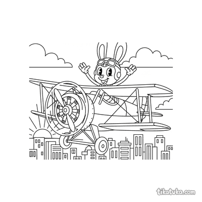 Vintage Biplane Over City